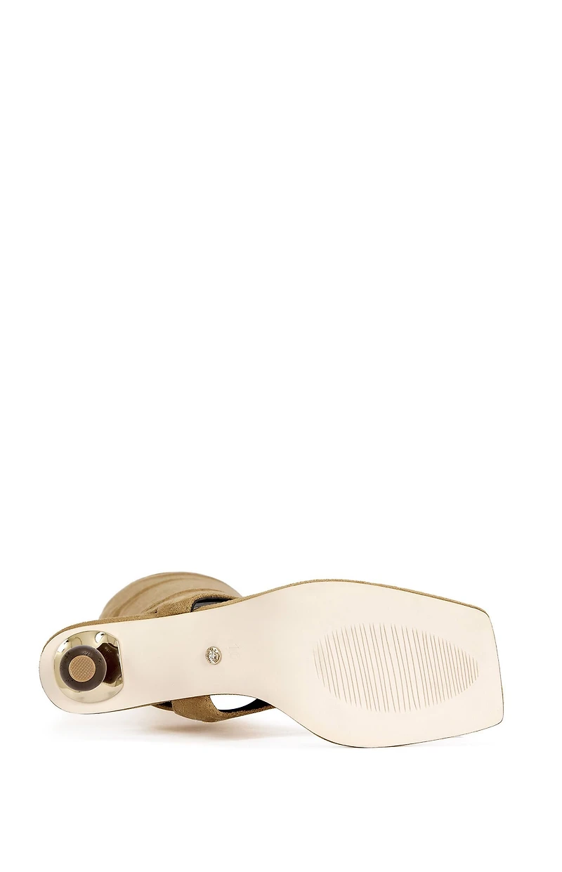 AZALEA WANG Women's Dottie Faux Suede Tan Stiletto Sandals