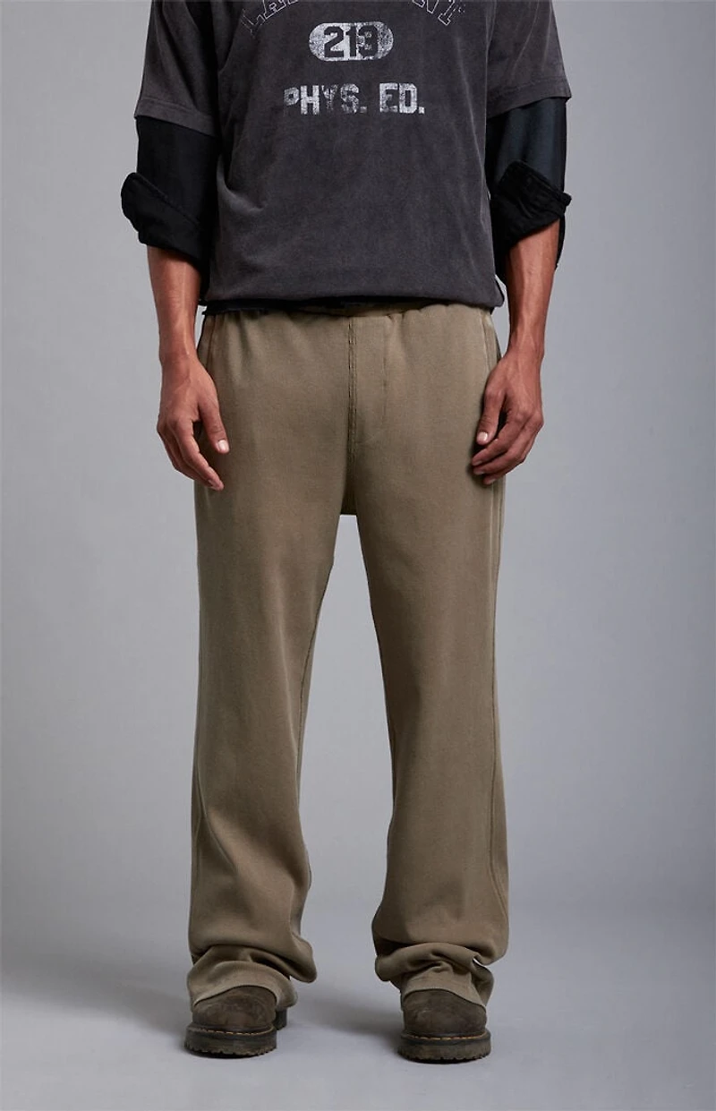 A.R.C. Green Ribbed Baggy Sweatpants