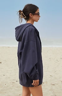 John Galt Dark Blue Christy Full Zip Oversized Hoodie