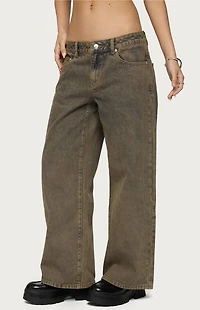Edikted Petite Zahra Mud Wash Low Rise Jeans