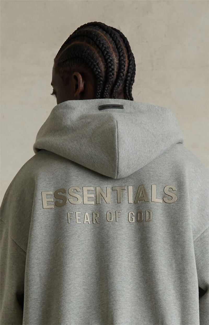 Fear of God ESSENTIALS Concrete Heather Classic Fleece Zip Up Hoodie
