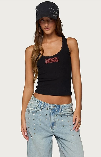 Edikted Rockstar Girlfriend Lacey Tank Top