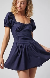 Beverly and Beck Lauren Lace Trim Mini Dress