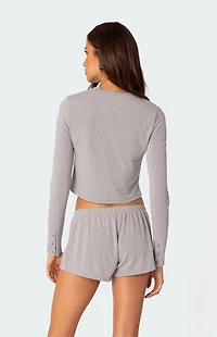 Edikted Homey Pointelle Long Sleeve Top