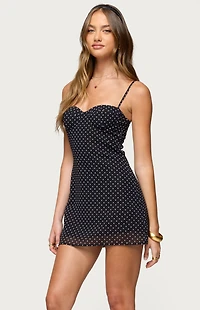 Edikted Polka Dot Cupped Chiffon Mini Dress
