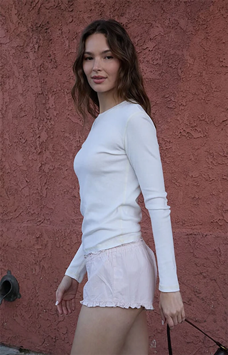 John Galt Pink Striped Keira Ruffle Pajama Shorts