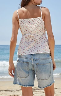 John Galt Floral White Tiffany Tank Top