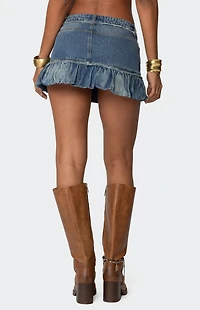 Edikted Bubble Hem Denim Mini Skirt
