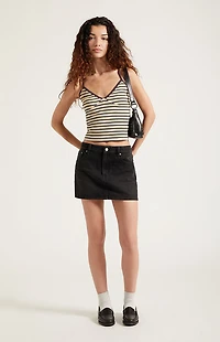 Pacsun Bella Black Mid Rise Denim Mini Skirt