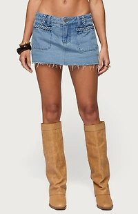 Edikted Gloriana Braided Denim Mini Skort