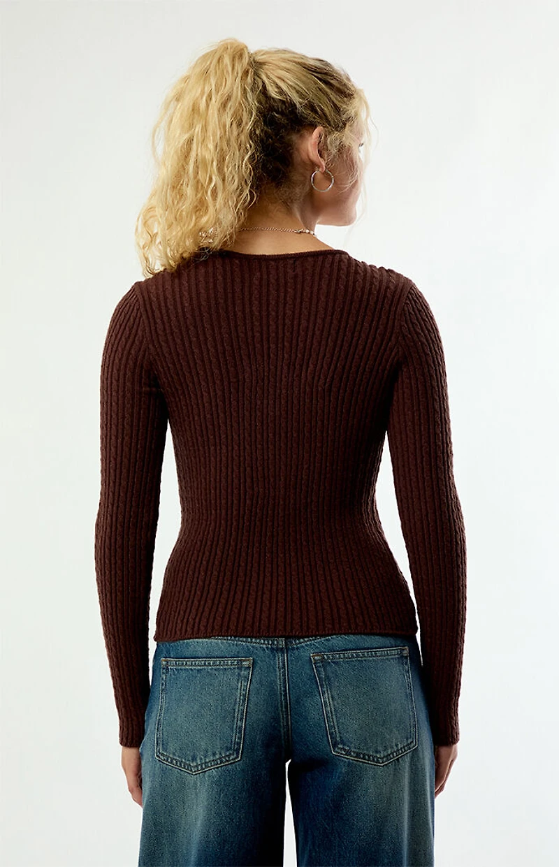 Your Favorite Maple Cable Knit V-Neck Sweater
