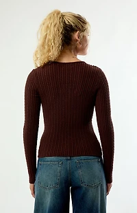 Your Favorite Maple Cable Knit V-Neck Sweater