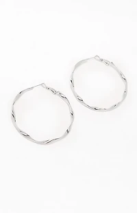 LA Hearts Silver Twisted Hoop Earrings
