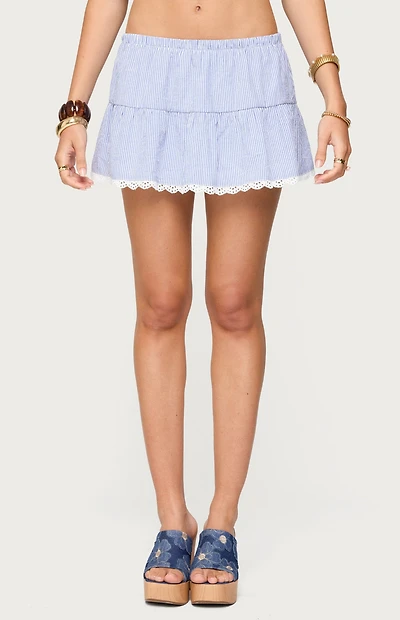 Edikted Dora Eyelet Flared Mini Skirt