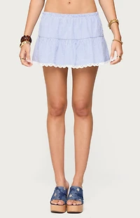 Edikted Dora Eyelet Flared Mini Skirt