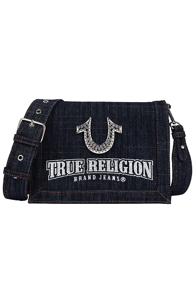 True Religion Bling Horseshoe Denim Messenger Bag