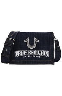 True Religion Bling Horseshoe Denim Messenger Bag