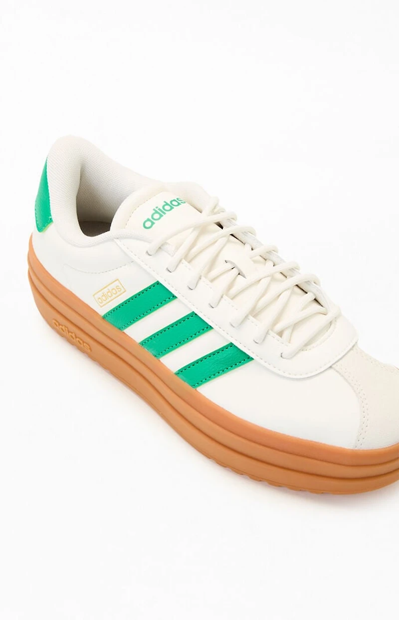 adidas Women's White & Green VL Court Bold Sneakers