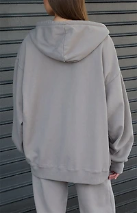 John Galt Light Gray Christy Full Zip Oversized Hoodie