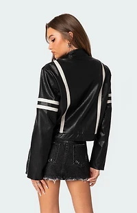 Edikted Rockstar Oversized Faux Leather Jacket