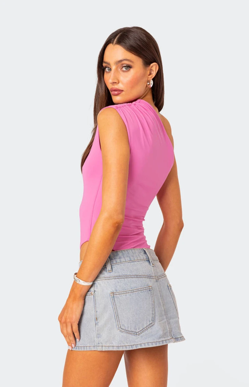 Edikted Tabby Gathered One Shoulder Bodysuit