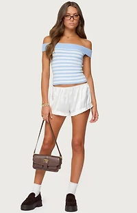 Edikted Deni Off Shoulder Striped Knit Top