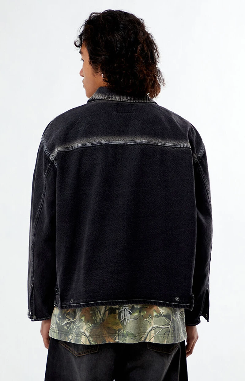 Pacsun Black Washed Denim Gas Jacket