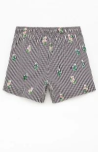 Pacsun Black Striped Bouquet 4.5" Swim Trunks
