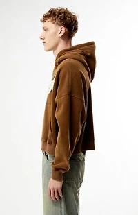 Pacsun Brown Tokyo Raw Applique Cropped Hoodie