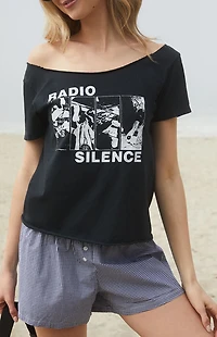John Galt Black Radio Silence Off-The-Shoulder Top