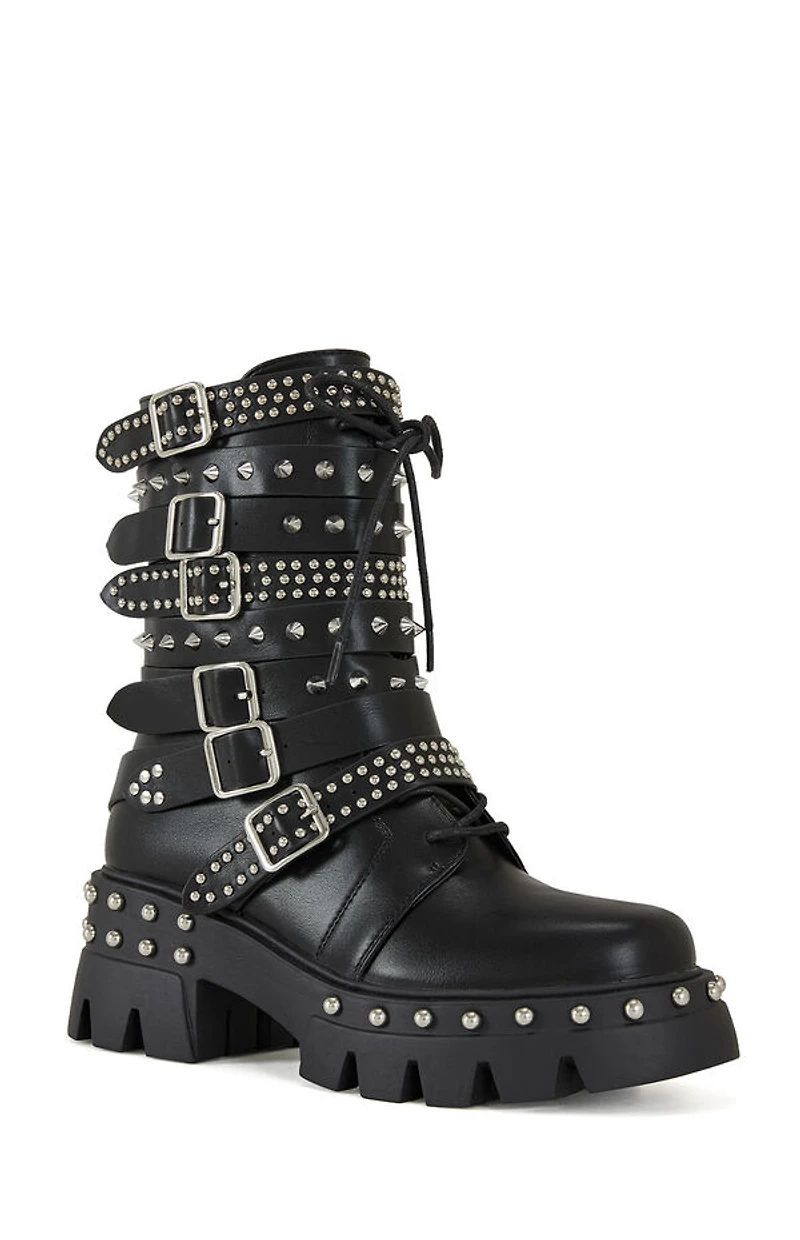 AZALEA WANG Women's Winola Silver Faux Leather Combat Boots