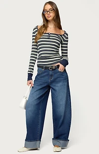 Edikted Jaida Striped Henley Top