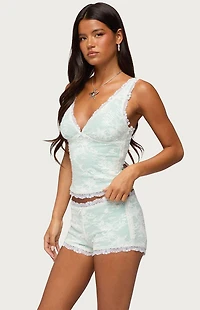 Edikted Amanu Sequin Lace Tank Top