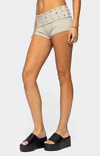 Edikted Studded Foldover Micro Shorts