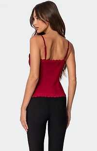 Edikted Crimson Lacey Split Front Top