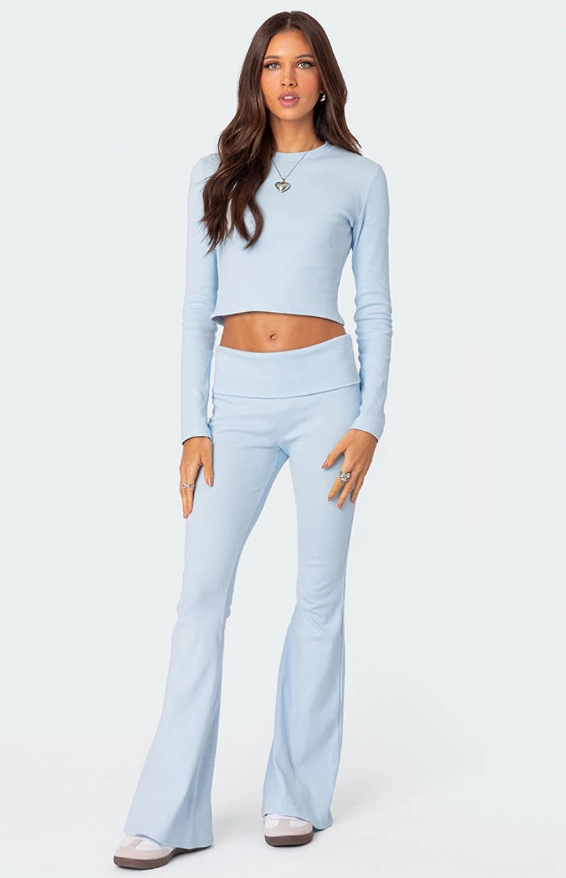 Edikted Coffee Break Ribbed Flare Leggings