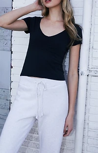 John Galt Black Gina Cinched Top