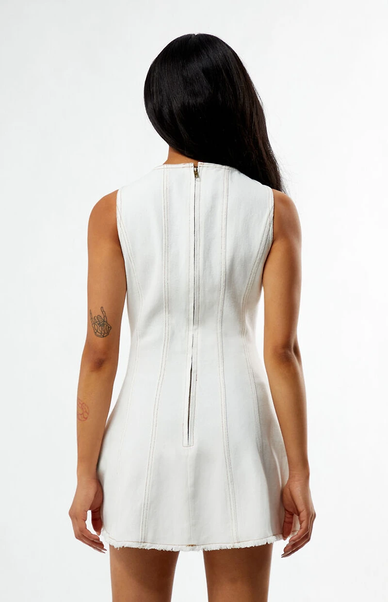 Your Favorite Contrast Stitch Denim Mini Dress