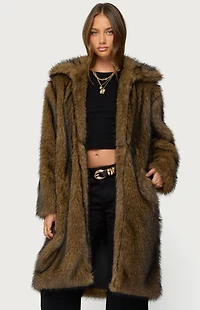 Edikted Saphira Oversized Faux Fur Maxi Coat