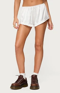 Edikted Olesia Ruffle Satin Effect Shorts