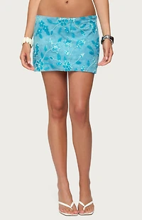 Edikted Asher Beaded Floral Mini Skirt