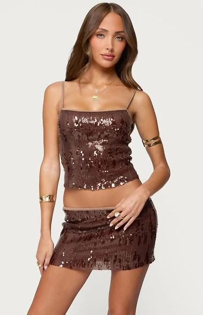 Edikted Kaylee Sequin Tank Top