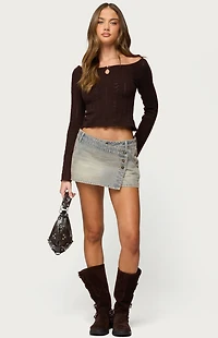 Edikted Khari Keyhole Pointelle Knit Top