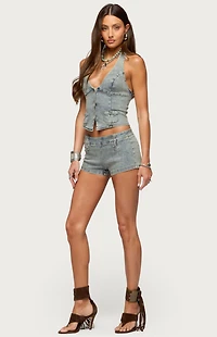 Edikted Sashe Denim Halter Top