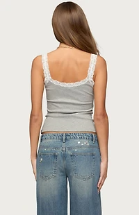 Edikted Aileen Contrast Lacey Henley Tank Top