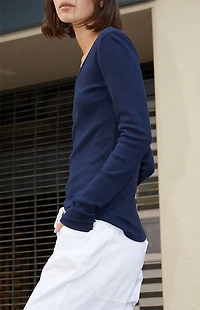 John Galt Navy Josephine Long Sleeve Top