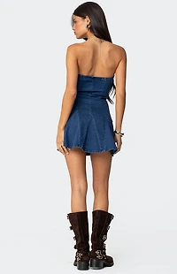 Edikted Fara Strapless Denim Mini Dress
