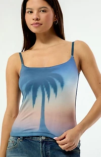 Your Favorite AOP Palm Sunset Tank Top