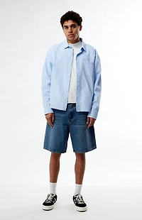 Pacsun Blue Striped Oxford Button Down Long Sleeve Shirt