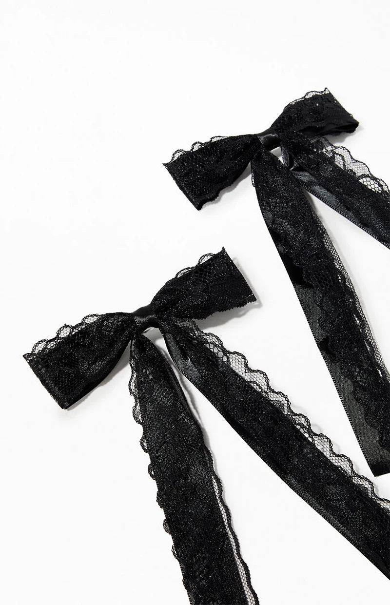 LA Hearts 2 Pack Black Kaelie Bow Hair Clips